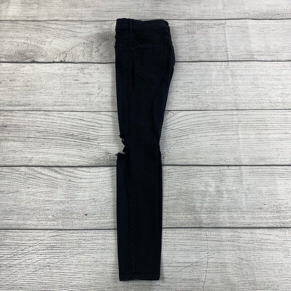 Express High Rise Legging Women Size 2 Short Distressed Denim Pants - Stretch - Picture 5 of 14